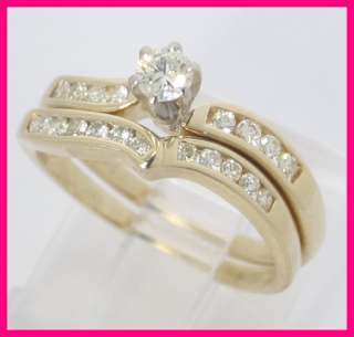 14kyg 2pc Round Diamond Wedding Ring Set .55ct  