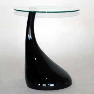 Modern Plastic Round Drop End Glass Small Coffee Table  