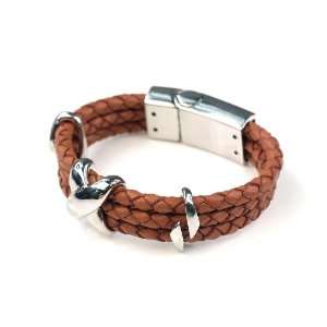   Organe Leather Bracelet Magnetic Stainless Steel Clasp Jewelry