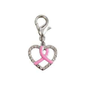  The Brave Heart Pink Ribbon Collar Charm for Dogs and Cats 