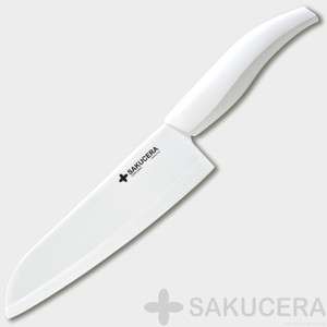   Advanced Ceramic Knife 7 White Chefs Kitchen Santoku Blade  