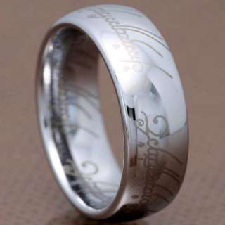   The Elvish Rings Tungsten Carbide One Ring In White LOTR Mens Jewelry
