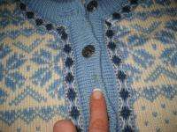  NORWAY Snowflake PATTERN Cardigan SWEATER 100% Wool NORDIC Sz M  