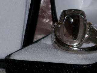   18K Gold 10 ct. Smoky Quartz & Diamond Ring, Size 10, 8.3 grams  