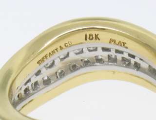   Co. Platinum 18k Gold Wavy FreeForm Pave Diamond Band Ring RARE  