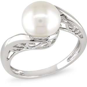  10k White Gold Cultured Freshwater Pearl Ring: Jewelry