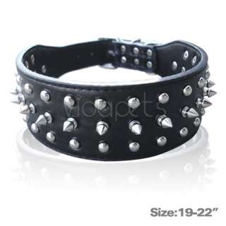 Spikes Spiked Studed leather Dog Collar Large XL D ring  