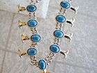   Wind Up faux Turquoise Squash Blossom WATCH NECKLACE Belair 17 jewels