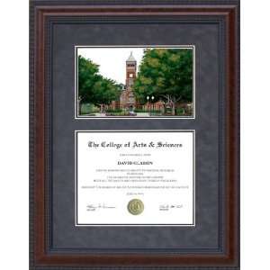 Diploma Frame with Licensed Clemson University Campus Lithograph 