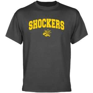  Wichita State Shockers Charcoal Logo Arch T shirt : Sports 