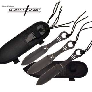 3pc Sure Shot Black Throwing Knives with Sheath   6.5 Overall TK 012 