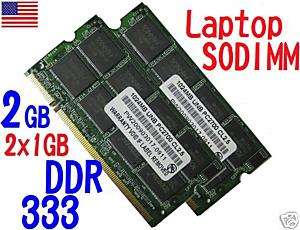 2GB 2 x 1GB DDR333 2G SODIMM 200pin LAPTOP PC2700 RAM  