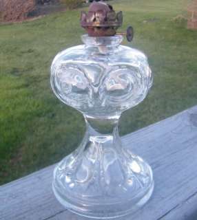   VICTORIAN OLD 1800s EAPG GLASS MINIATURE MINI 6 3/4 KEROSENE OIL LAMP