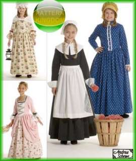 Girls Historical Pilgrim Pioneer Dress Patterns 3 6  