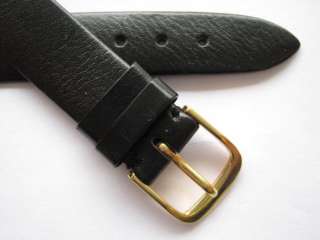 Eterna black plain leather watch band 18 mm  