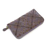 19440 auth BOTTEGA VENETA purple brown leather Wallet  