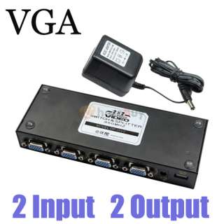 Input 2 Output 2 to 2 VGA Video Display Splitter Box  