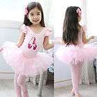  Leotard Ballet Tutu Costume Dance Dress 5 6Y Short Sleeve Pink Skirt