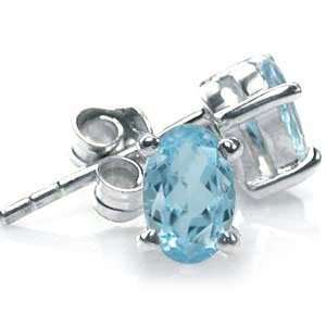 Natural March Birthstone Gift Aquamarine 925 Sterling Silver Stud 
