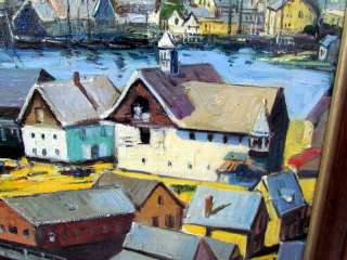 Vintage 1960s Gloucester,Ma oil Painting attributed to Max Kuehne, No 