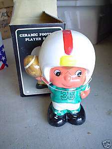 Vintage Ceramic Football Player Boy Bank MIB #2 LOOK  