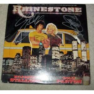  SLYVESTER STALLONE & DOLLY PARTON autographed RHINESTONE 
