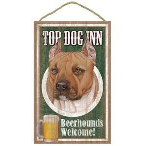  Top Dog Inn Pitbull Beerhounds Welcome Sign Plaque for Bar 