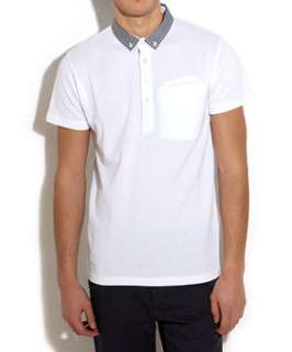 White (White) Gingham Collar Polo T Shirt  250759710  New Look