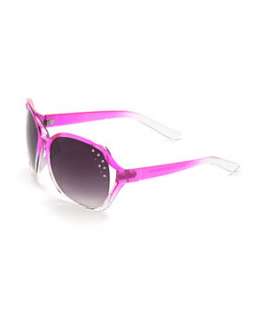 Fuscia (Pink) Teen Fuchsia Large Plastic Cut Out Sunglasses 