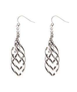 Silver (Silver) Silver Twist Diamante Drop Earrings  247623292  New 