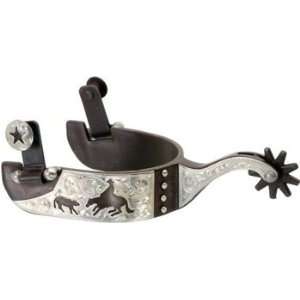 Kelly Silver Star Antique Spurs with Silver Engraving:  