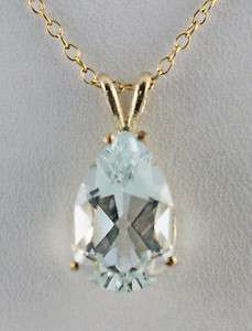 ct Pear Shaped Silver Blue Topaz 14x9 mm Solitaire Necklace 14K 