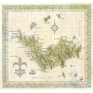    Saint Barts Modern Day as Antique Wall Map