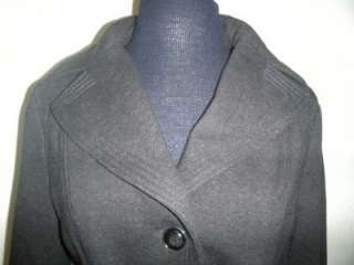   REACTION Womens SMALL Button Down Coat Belted Charcoal GRAY  