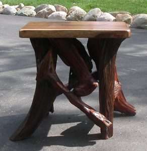   Table Black Walnut Slab Top Root Base Wood Furniture Western  