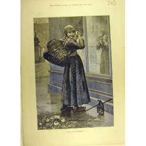  1880 After Masquerade Girl Clogs Basket Fashion Print 