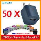 50 pcs US Standard Plug USB AC Wall/Home Charger Adapter For Apple 