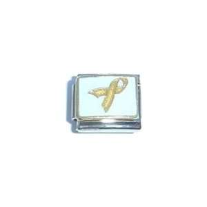   Clearly Charming Gold Ribbon Childhood Cancer Italian Charm Jewelry