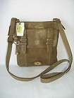Fossil Carson Top Zip Crossbody Olive Messenger bag Leather Womens 
