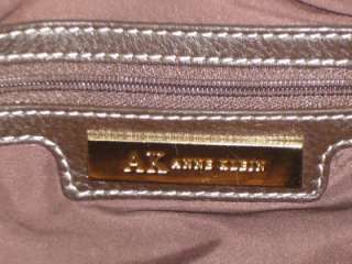 ANNE KLEIN Brown/Khaki Signature Logo Canvas/Leather Hobo Satchel 