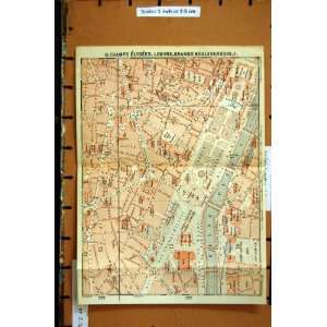  MAP 1898 FRANCE PLAN CHAMPS ELYSEES LOUVRE BOULEVARDS 