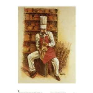  Chef with Saxophone by Russ Butler 11x15