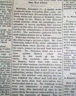WAHALAK MS Mississippi RACE RIOT Negroes Blacks 1888 Newspaper Black 