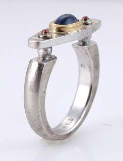 Contemporary Nova 18K Gold Sterling & Sapphire Ring  