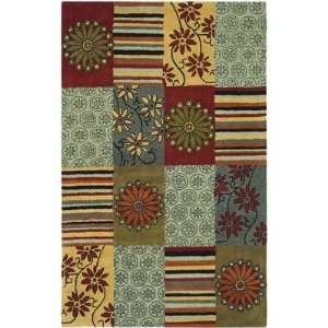   Multicolor New Zealand Wool Square Area Rug, 6 Feet