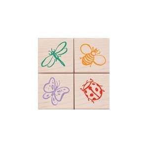  Mounted Rubber Stamp Set Quatros Little Bugs Arts, Crafts & Sewing