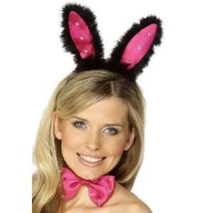   New Diamante Pink And Black Bunny Ears Fancy Dress: Toys & Games