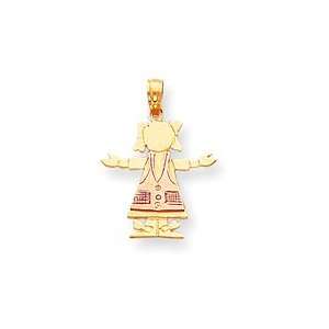  Girl with Open Arms Charm, Yellow/Pink Gold Jewelry