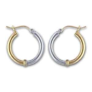   Tone Gold High Polish Hoop Earrings Gold and Diamond Source Jewelry