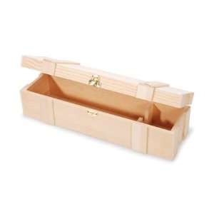  Wooden Wine Box with Hinged Lid Unfinished Wood  Great for 